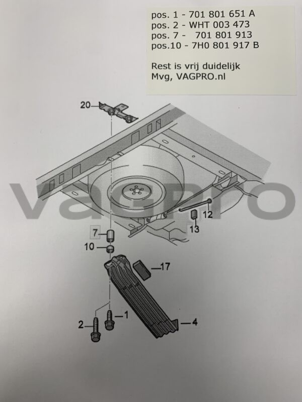 Volkswagen Transporter T5 T6 Reservewiel beugel spanner compleet 7H0801903B